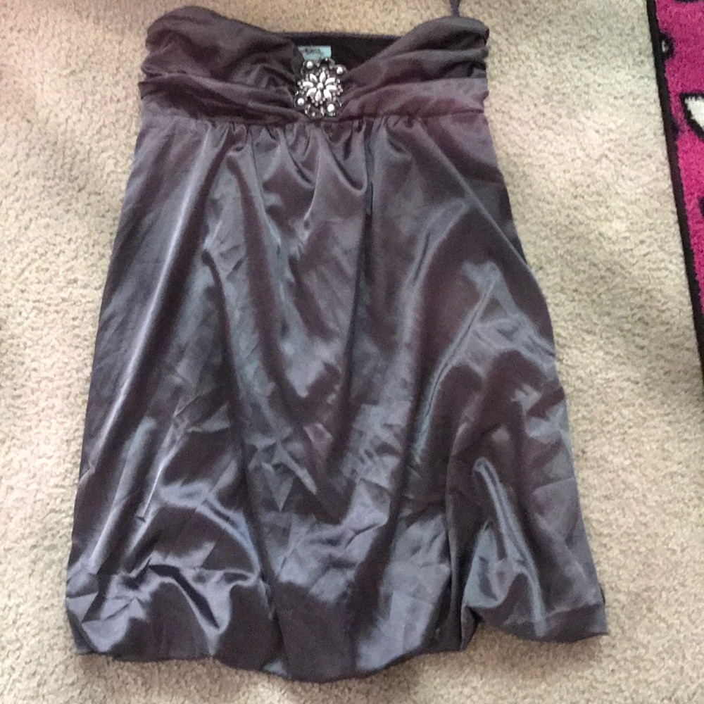 Silver satin bubble bottom dress